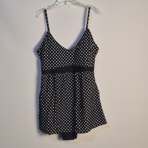 Swimsuits For All 16 Swim Dress Black White Polka Dot One Piece Adjustàble
